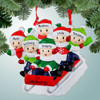 Personalized Family Riding Red Sled - 6 Christmas Ornament