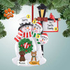 Personalized Snowman Family with Lamp Post Sign - 3 Christmas Ornament