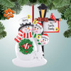Personalized Snowman Family with Lamp Post Sign - 3 Christmas Ornament