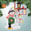 Personalized Snowman Family with Lamp Post Sign - 4 Christmas Ornament