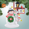 Personalized Snowman Family with Lamp Post Sign - 4 Christmas Ornament