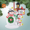 Personalized Snowman Family with Lamp Post Sign - 5 Christmas Ornament