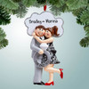 Personalized Engaged Couple Holding Large Ring Christmas Ornament