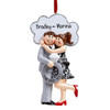 Personalized Engaged Couple Holding Large Ring Christmas Ornament