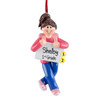 Personalized 1st Day of School Girl Holding Sign Christmas Ornament