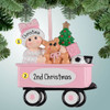 Personalized New Baby in Wagon - Girl Christmas Ornament