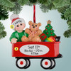 Christmas Ornament of New Baby in Wagon - Red Christmas Ornament of New Baby in Wagon - Red