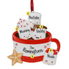 Personalized Hot Cocoa Family with Star - 4 Christmas Ornament