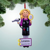 Christmas Ornament of Hair Stylist with Purple Shirt - Blonde
