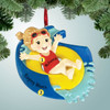 Christmas Ornament of Girl on Blue Waterslide