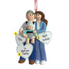 Personalized New Parents with Hearts - Female Brown Hair Christmas Ornament