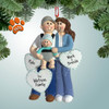 Personalized New Parents with Hearts - Female Brown Hair Christmas Ornament