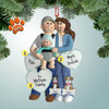 Personalized New Parents with Hearts - Female Brown Hair Christmas Ornament