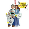 Personalized New Parents with Hearts - Female Brown Hair Christmas Ornament