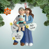 Personalized New Parents with Hearts - Female Brown Hair Christmas Ornament