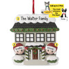 Personalized House with Large Wreath Couple - 2 Christmas Ornament