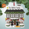 Personalized House with Large Wreath Couple - 2 Christmas Ornament