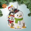 Personalized Penguin Couple Building Snowman - 2 Christmas Ornament
