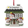 Personalized House with Large Wreath Family - 3 Christmas Ornament