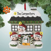 Personalized House with Large Wreath Family - 3 Christmas Ornament