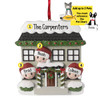 Personalized House with Large Wreath Family - 3 Christmas Ornament