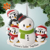 Personalized Penguin Family Building Snowman - 3 Christmas Ornament