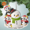 Personalized Penguin Family Building Snowman - 3 Christmas Ornament