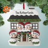 Personalized House with Large Wreath Family - 4 Christmas Ornament