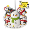 Personalized Penguin Family Building Snowman - 4 Christmas Ornament