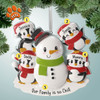 Personalized Penguin Family Building Snowman - 4 Christmas Ornament