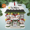 Personalized House with Large Wreath Family - 5 Christmas Ornament
