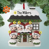 Personalized House with Large Wreath Family - 5 Christmas Ornament