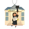 Personalized Graduate in Front of School - Female Brown Christmas Ornament