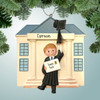 Personalized Graduate in Front of School - Male Blonde Christmas Ornament