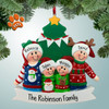 Personalized Ugly Sweater Family by Tree - 4 Christmas Ornament