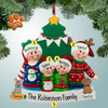 Personalized Ugly Sweater Family by Tree - 4 Christmas Ornament