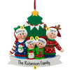 Personalized Ugly Sweater Family by Tree - 4 Christmas Ornament