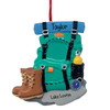 Personalized Hiking Essentials with Boots and Backpack Christmas Ornament