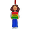 image of Reading Girl with Book Stack - Brown Hair ornament