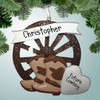 image of Wagon Wheel with Boots - Tan ornament