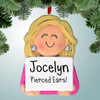 Christmas Ornament of 1st Earrings - Blonde Hair Christmas Ornament of 1st Earrings - Blonde Hair