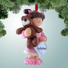 Christmas Ornament of Girl Holding Teddy Bear - Brown Hair Christmas Ornament of Girl Holding Teddy Bear - Brown Hair