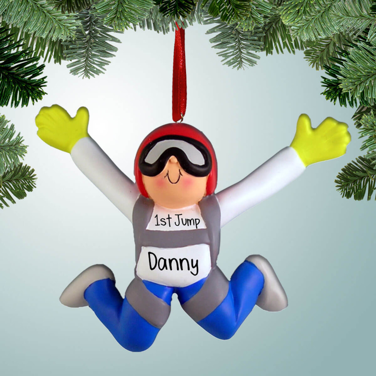 Personalized Skydiver Male Christmas Ornament