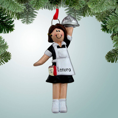 Christmas Ornament of Waitress with Platter