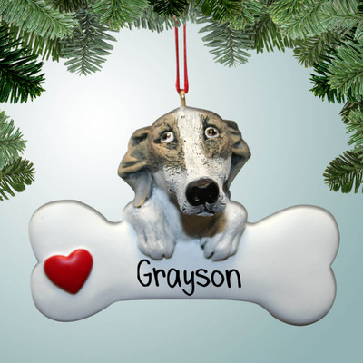 Christmas Ornament of Greyhound on Bone Christmas Ornament of Greyhound on Bone