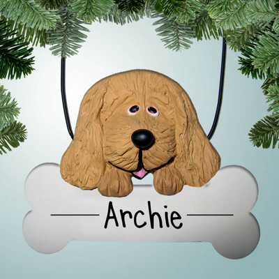 Christmas Ornament of Cocker Spaniel Dog on Bone