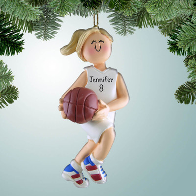 Christmas Ornament of Basketball with White Uniform - F. Blonde