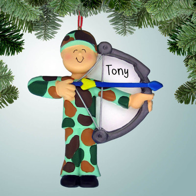 Christmas Ornament of Bow Hunter with Blue Arrow Christmas Ornament of Bow Hunter with Blue Arrow