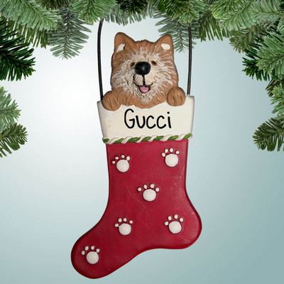 Christmas Ornament of Pomeranian in Stocking Christmas Ornament of Pomeranian in Stocking