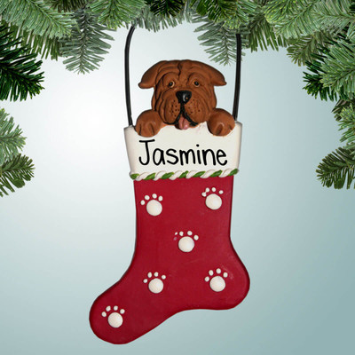 Christmas Ornament of Shar-Pei in Stocking